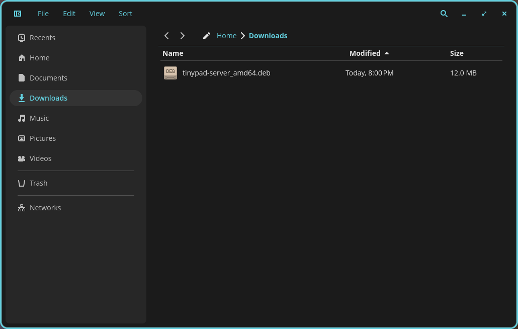 The Ilopad .deb package shown in the Files app Downloads folder on Pop!_OS